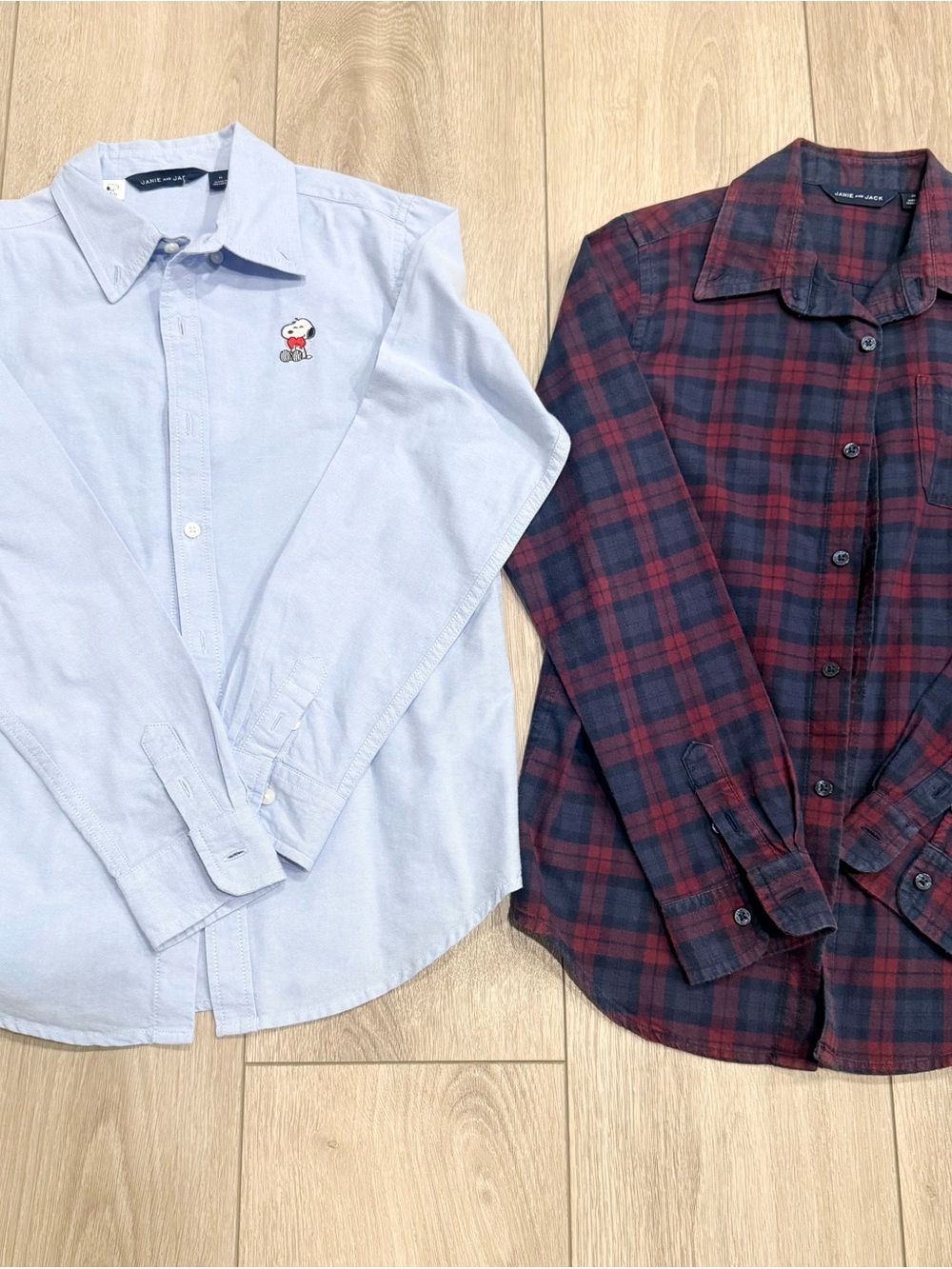 Janie and Jack Light Blue Oxford Shirt & Red Navy Plaid Button-Down